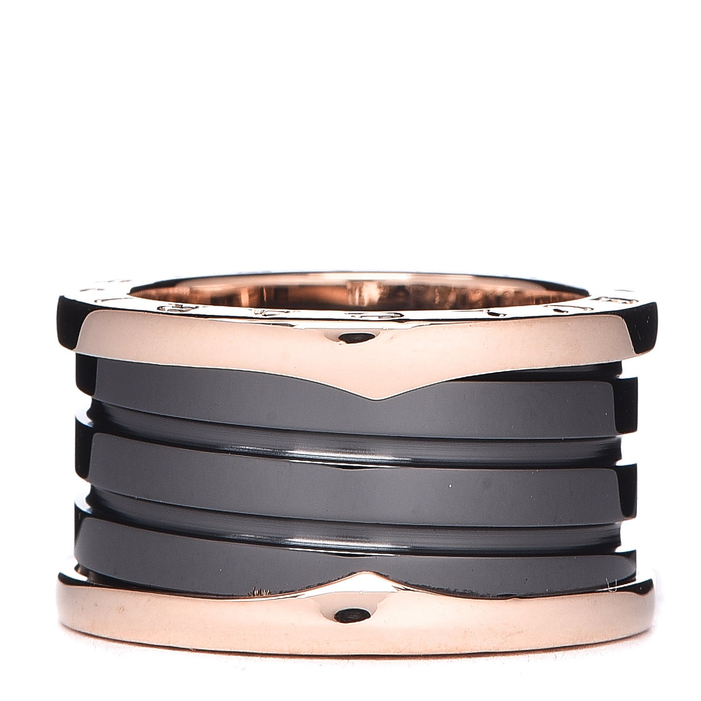 18K Rose Gold Black Ceramic B.Zero1 Four-Band Ring 52 6