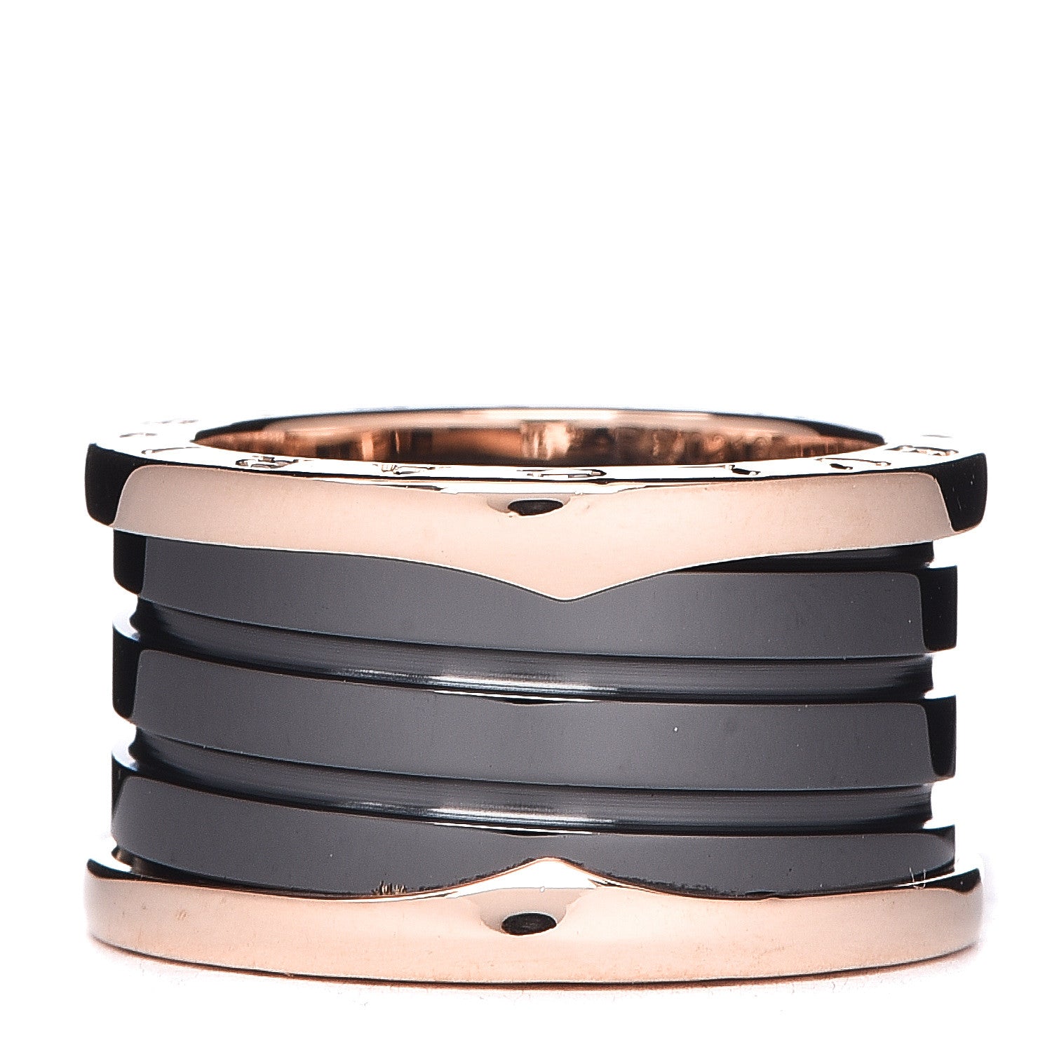 Bulgari 18K Rose Gold Black Ceramic B.Zero1 Four-Band Ring 52 6 3 of 6