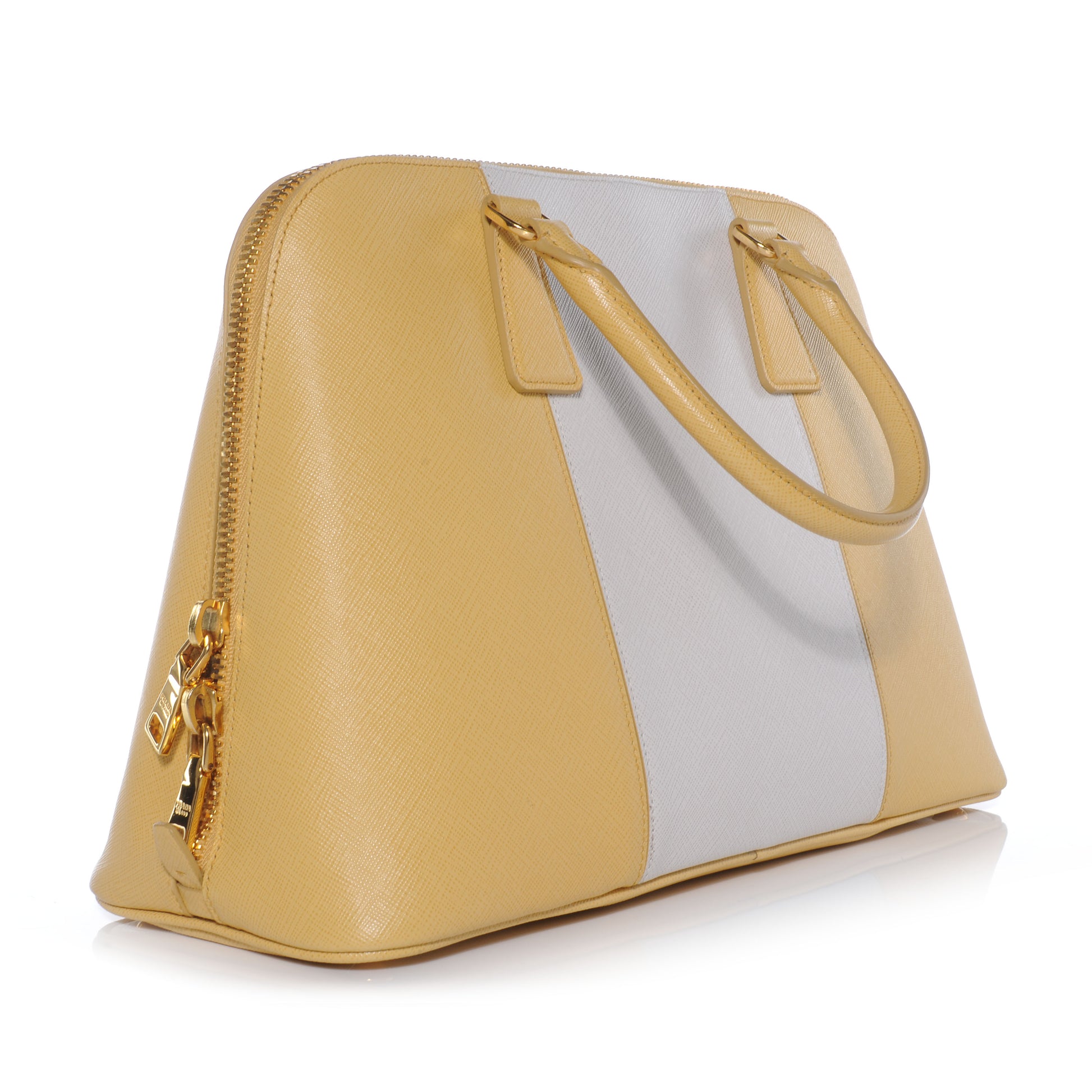 Prada Saffiano Lux Bi-Color Promenade Tote Ginestra White 3 of 9
