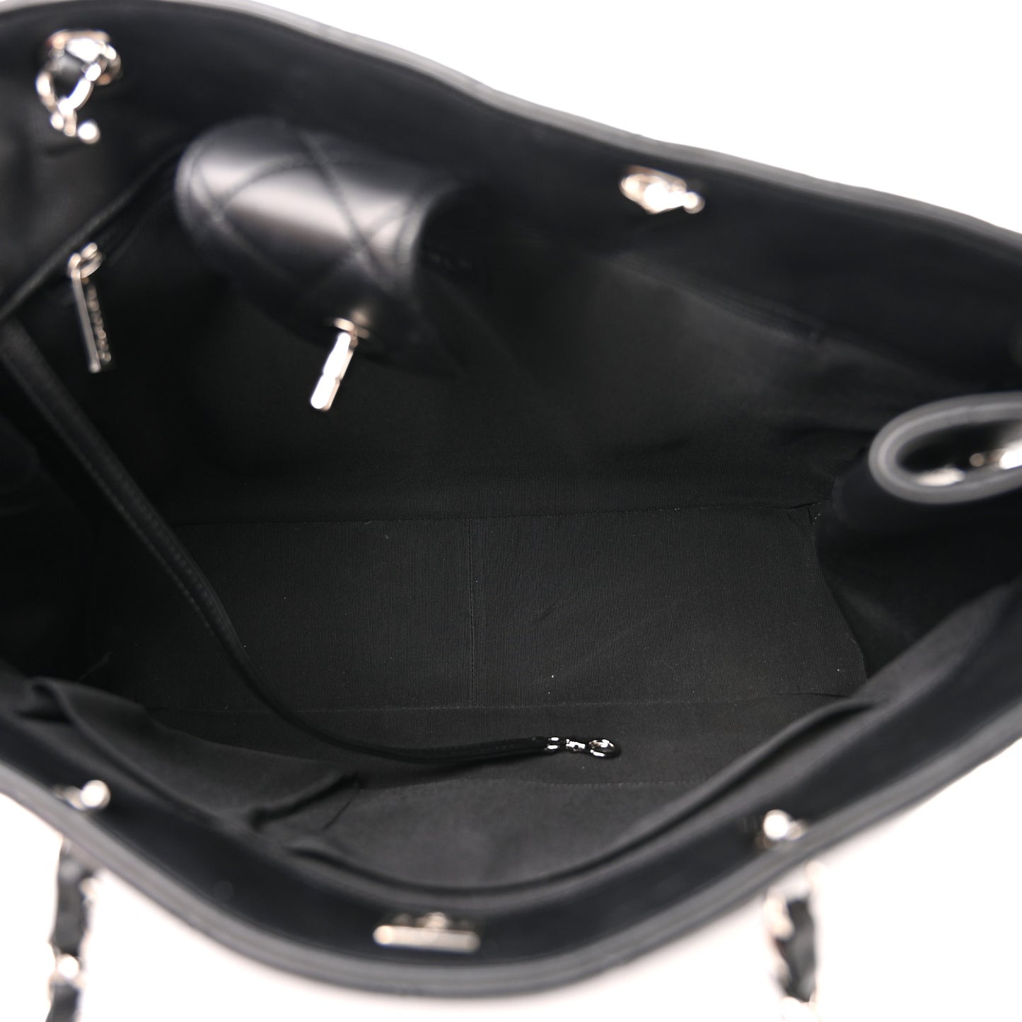 Calfskin Quilted Large Classic Shopping Tote Black