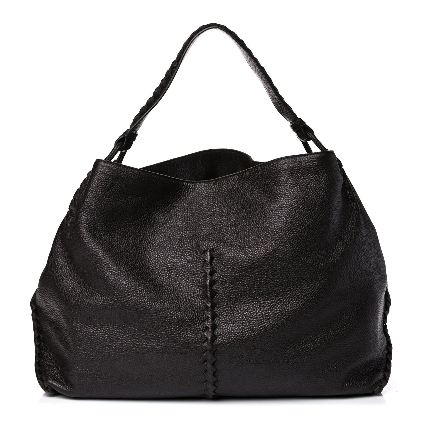 Washed Cervo Deerskin Large Hobo Ebano