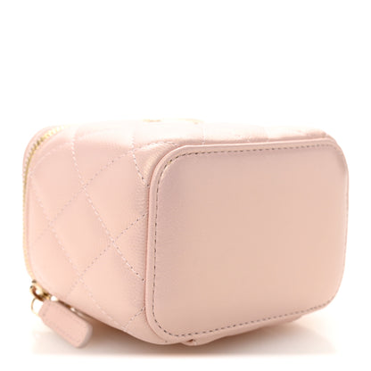 Chanel Iridescent Caviar Quilted Mini Pearl On Top Vanity Case With Chain Light Pink 4 of 10