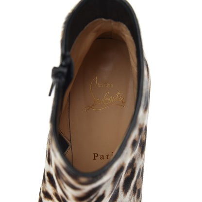 Christian Louboutin Pony Hair Leopard Turela 55 Ankle Boots 37.5 Black White 6 of 22