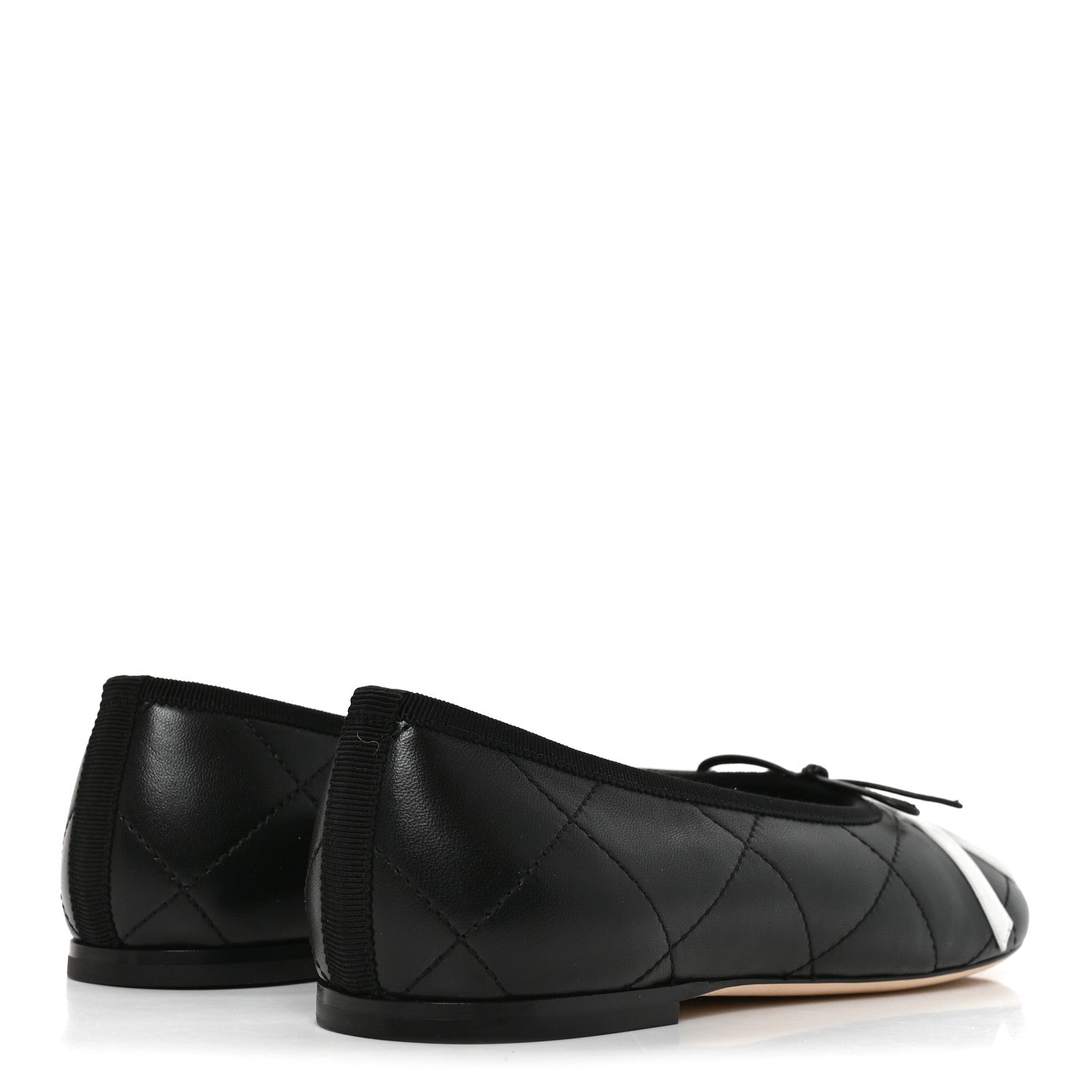 Chanel Lambskin Quilted CC Cambon Ballet Flats 38 Black White 5 of 9