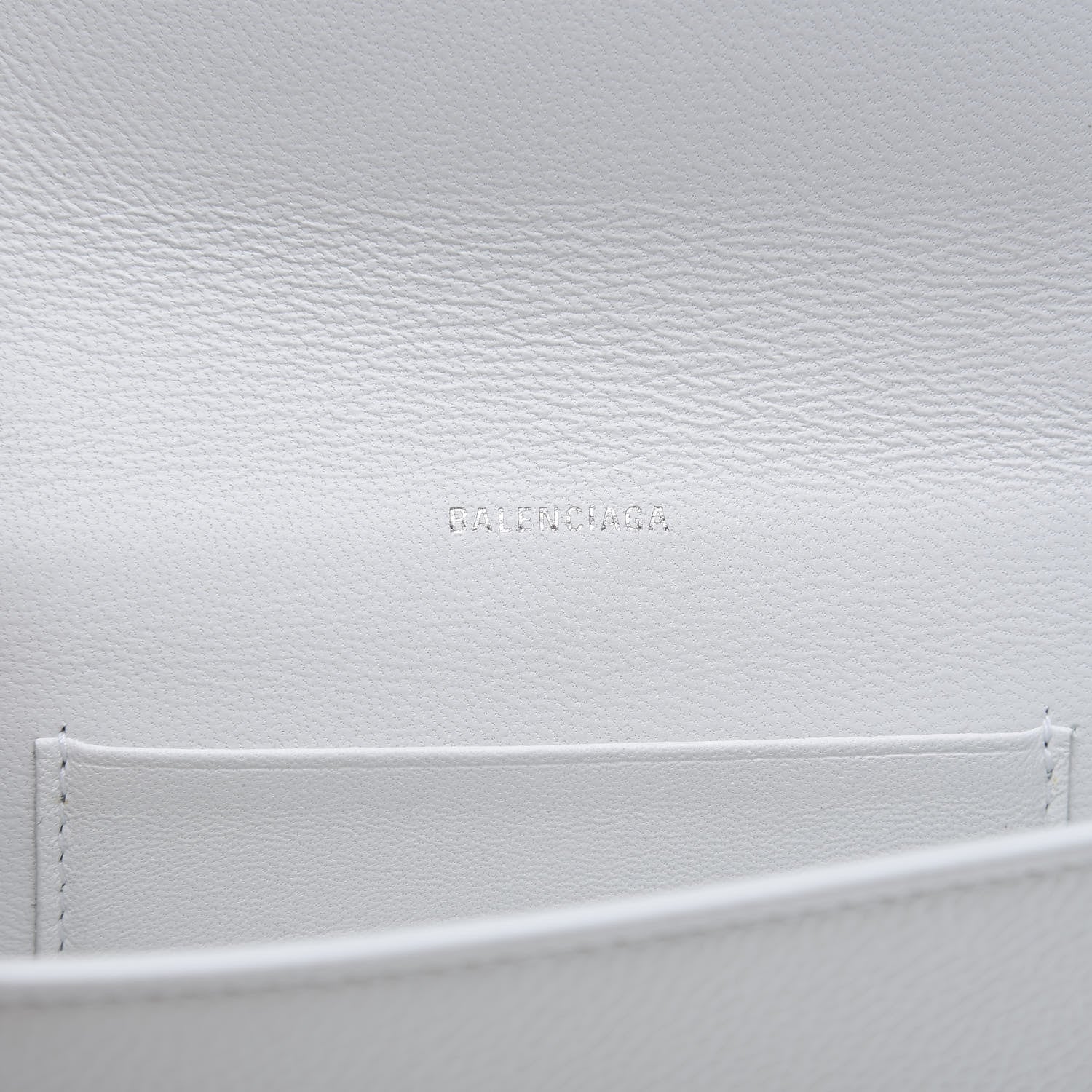 Balenciaga Grained Calfskin Logo Cash Phone Holder Wallet On Chain White Fluo Pink 8 of 9