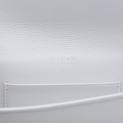 Balenciaga Grained Calfskin Logo Cash Phone Holder Wallet On Chain White Fluo Pink 8 of 9