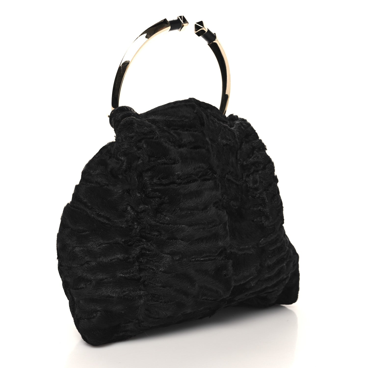 Valentino Garavani Astrakhan Bebop Loop Clutch Black 3 of 9