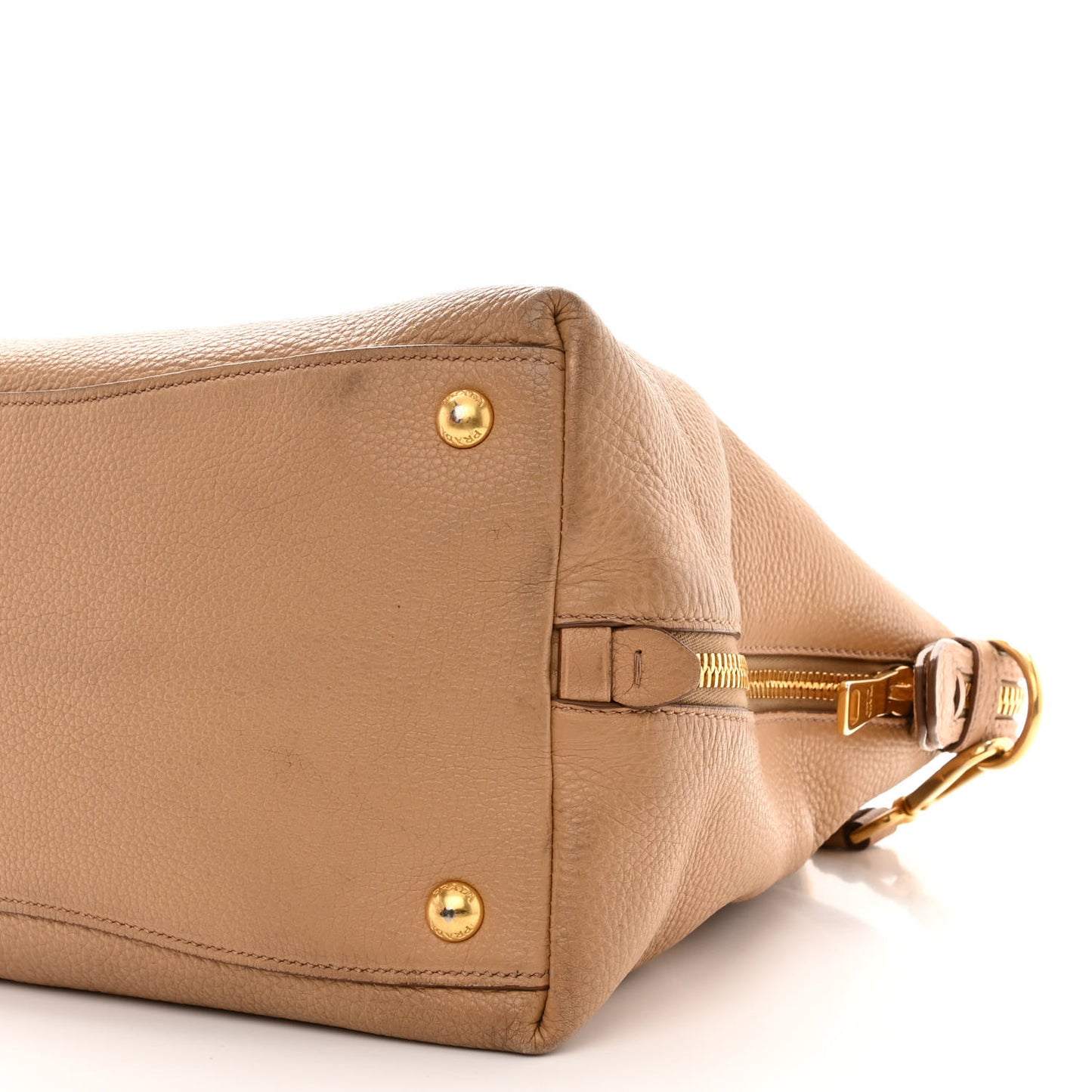 Vitello Daino Side Zip Tote Naturale