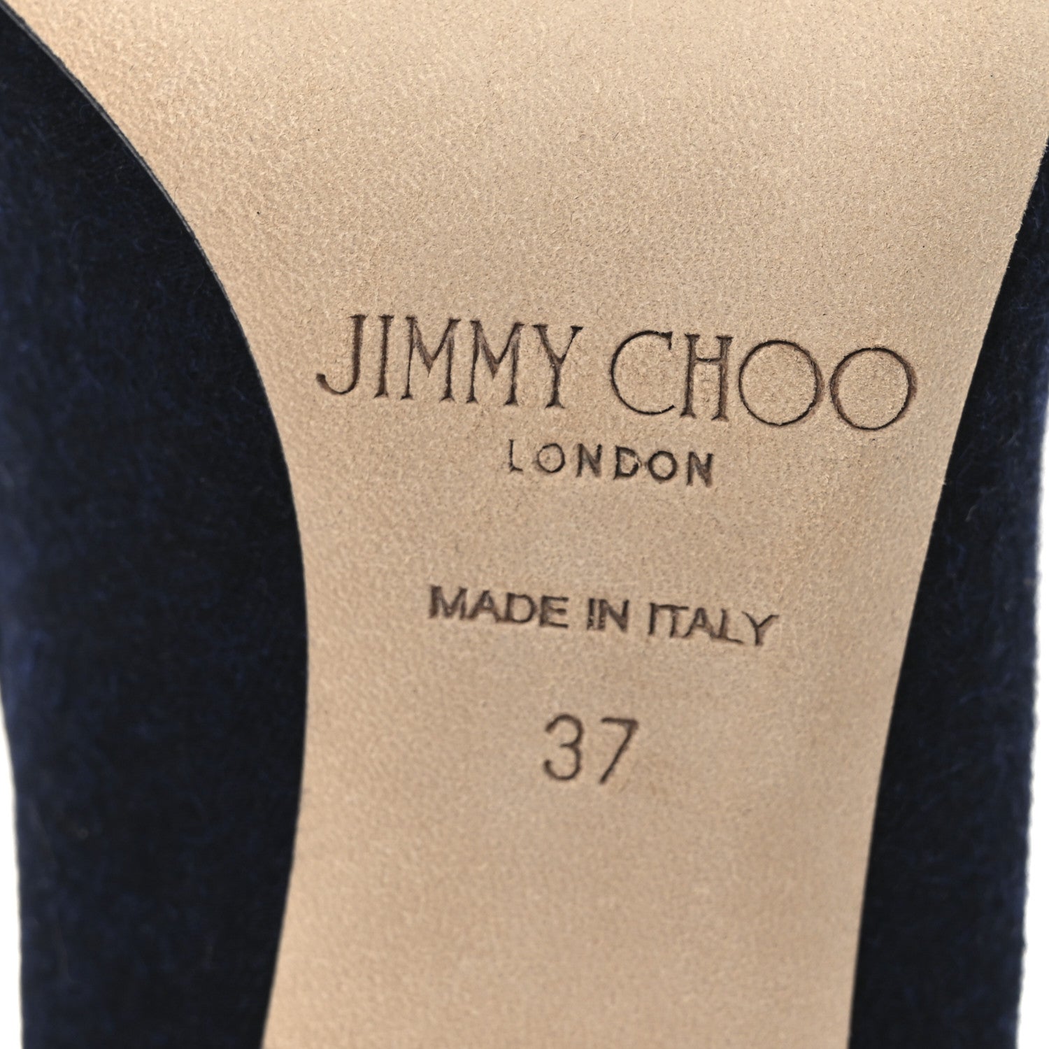Jimmy Choo Crystal Embellished Romy 100 Flannel Pumps 37 Navy 15 of 20