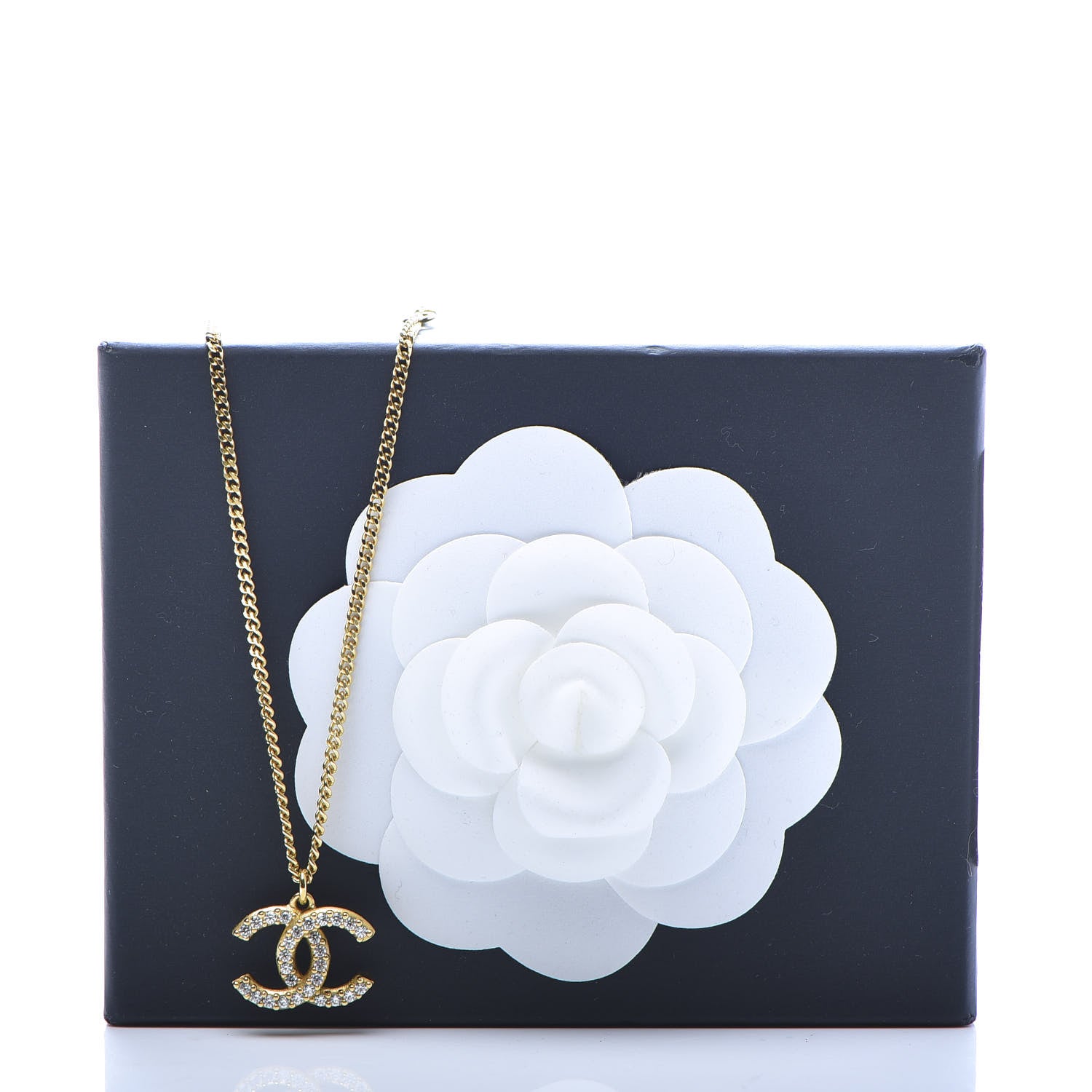 Chanel Crystal CC Pendant Necklace Gold 6 of 7