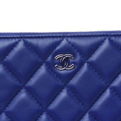Chanel Lambskin Quilted Large Cosmetic Case Blue 12 of 13