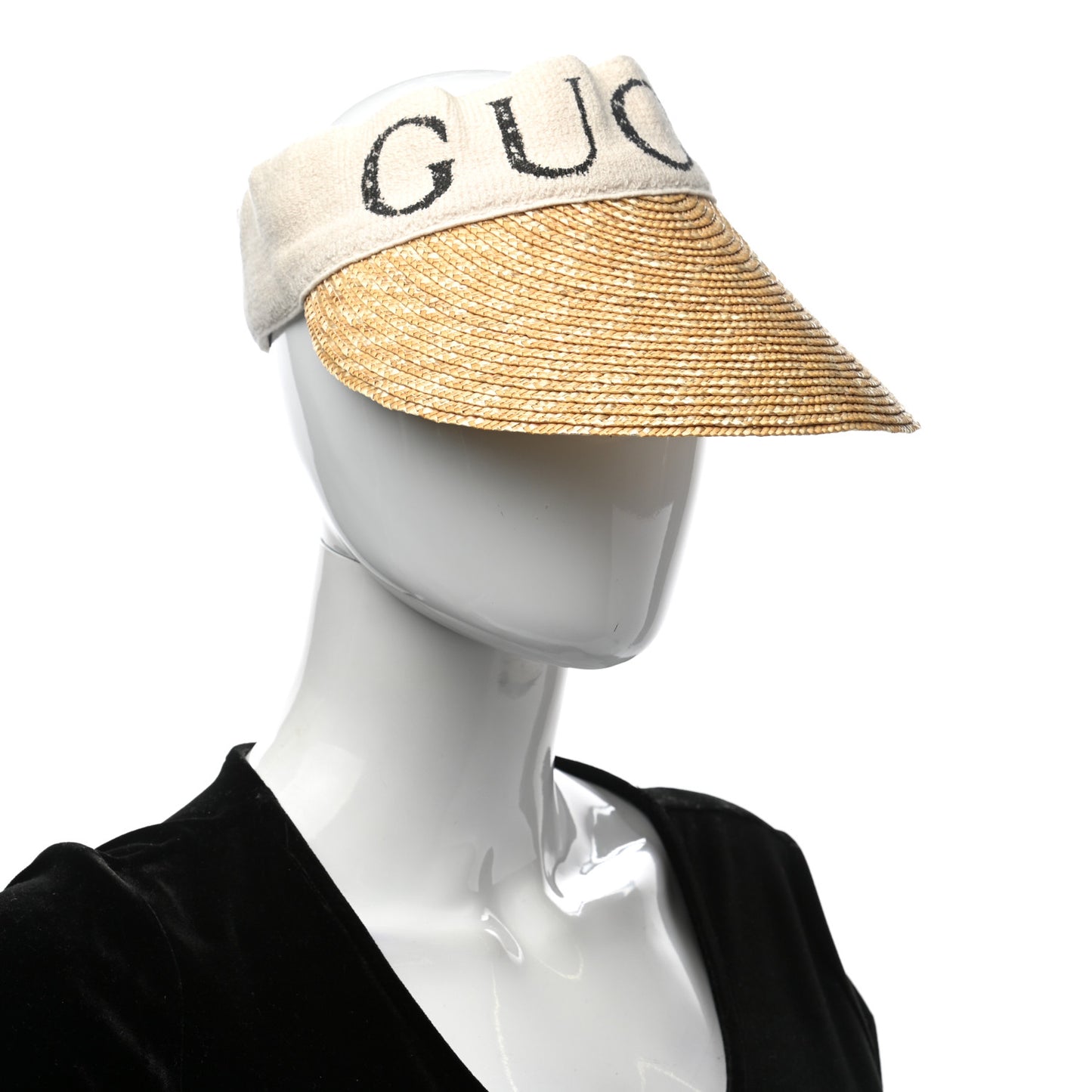 Raffia Logo Visor L Ivory Black