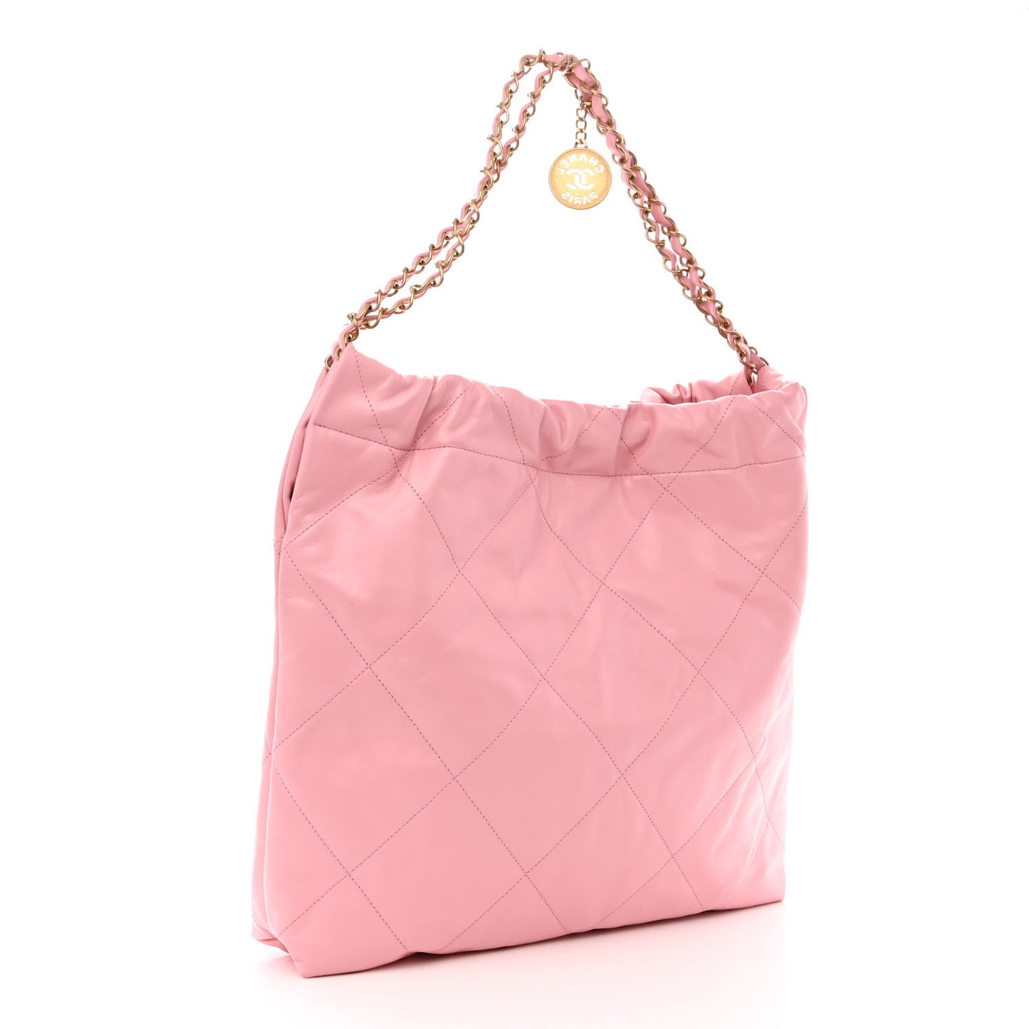 Shiny Calfskin Quilted Chanel 22 Pink