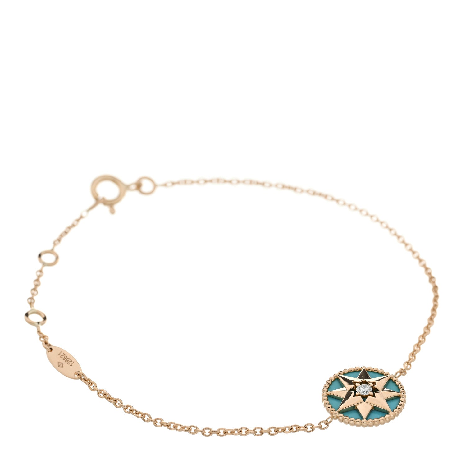 Christian Dior 18K Yellow Gold Diamond Turquoise Rose des Vents Bracelet 1 of 4
