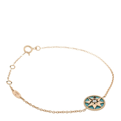 Christian Dior 18K Yellow Gold Diamond Turquoise Rose des Vents Bracelet 1 of 4