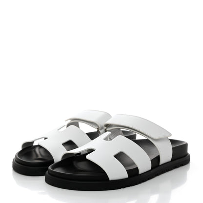 Hermes Calfskin Womens Chypre Sandals 38 White 3 of 9