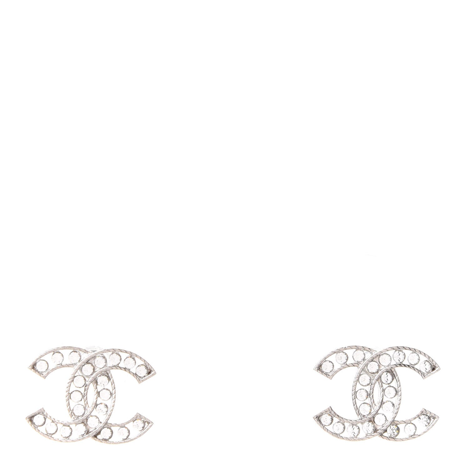 Chanel Crystal CC Earrings Silver 1 of 5