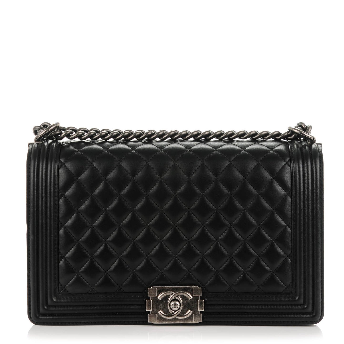 Lambskin Quilted New Medium Boy Flap Black