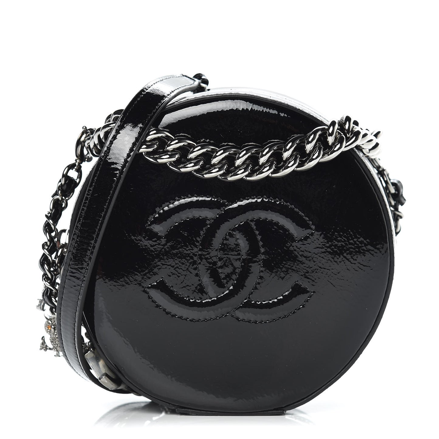 Patent Round As Earth Evening Bag Black