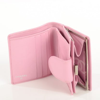 Chanel Calfskin Quilted Cambon Bi-Fold Wallet Pink Black 8 of 8