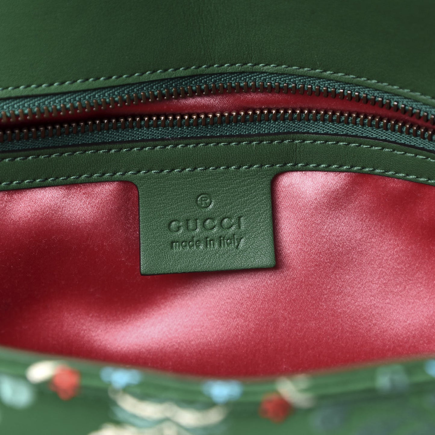 Jacquard Matelasse Floral Medium GG Marmont Shoulder Bag Green