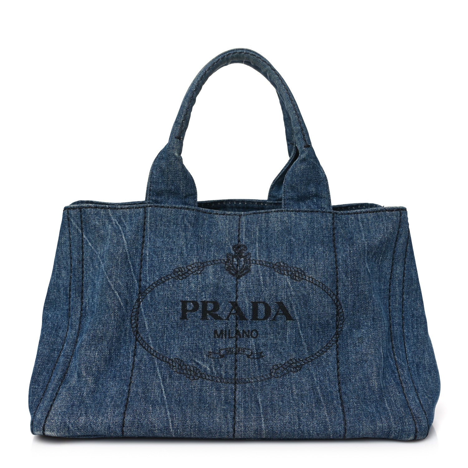 Prada Denim Logo Tote Bleu 1 of 10