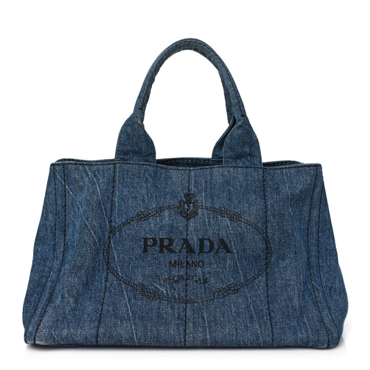 Denim Logo Tote Bleu