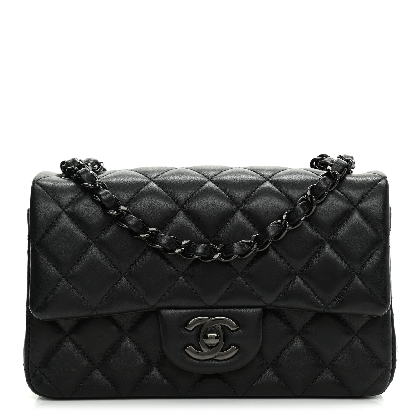 Lambskin Quilted Mini Rectangular Flap So Black