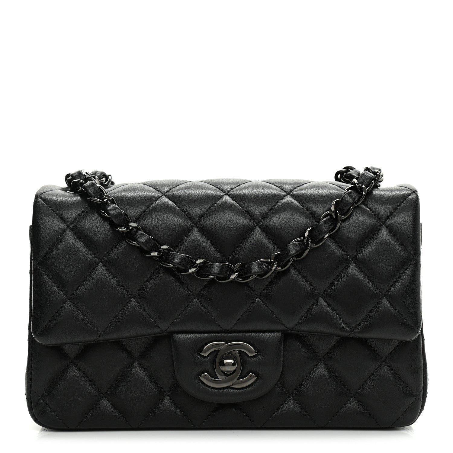Chanel Lambskin Quilted Mini Rectangular Flap So Black 1 of 9