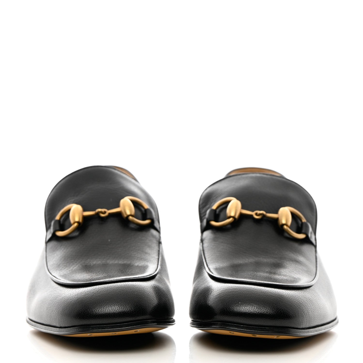 Gucci Goatskin Womens Horsebit Mid-Heel Loafers 38 Black 2 of 11