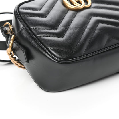 Gucci Calfskin Matelasse Mini GG Marmont Chain Shoulder Bag Black 7 of 8