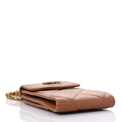 Chanel Lambskin Quilted Chanel 19 Phone Holder With Chain Brown 3 of 8