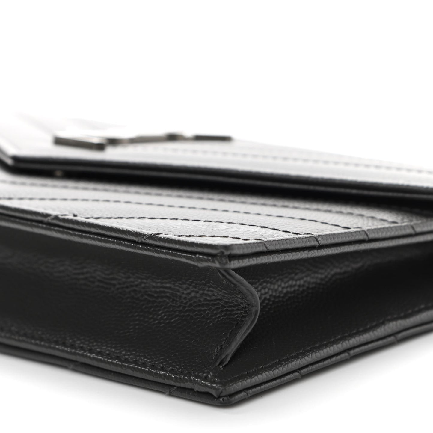 Grain De Poudre Matelasse Chevron Monogram Envelope Chain Wallet Dark Smog