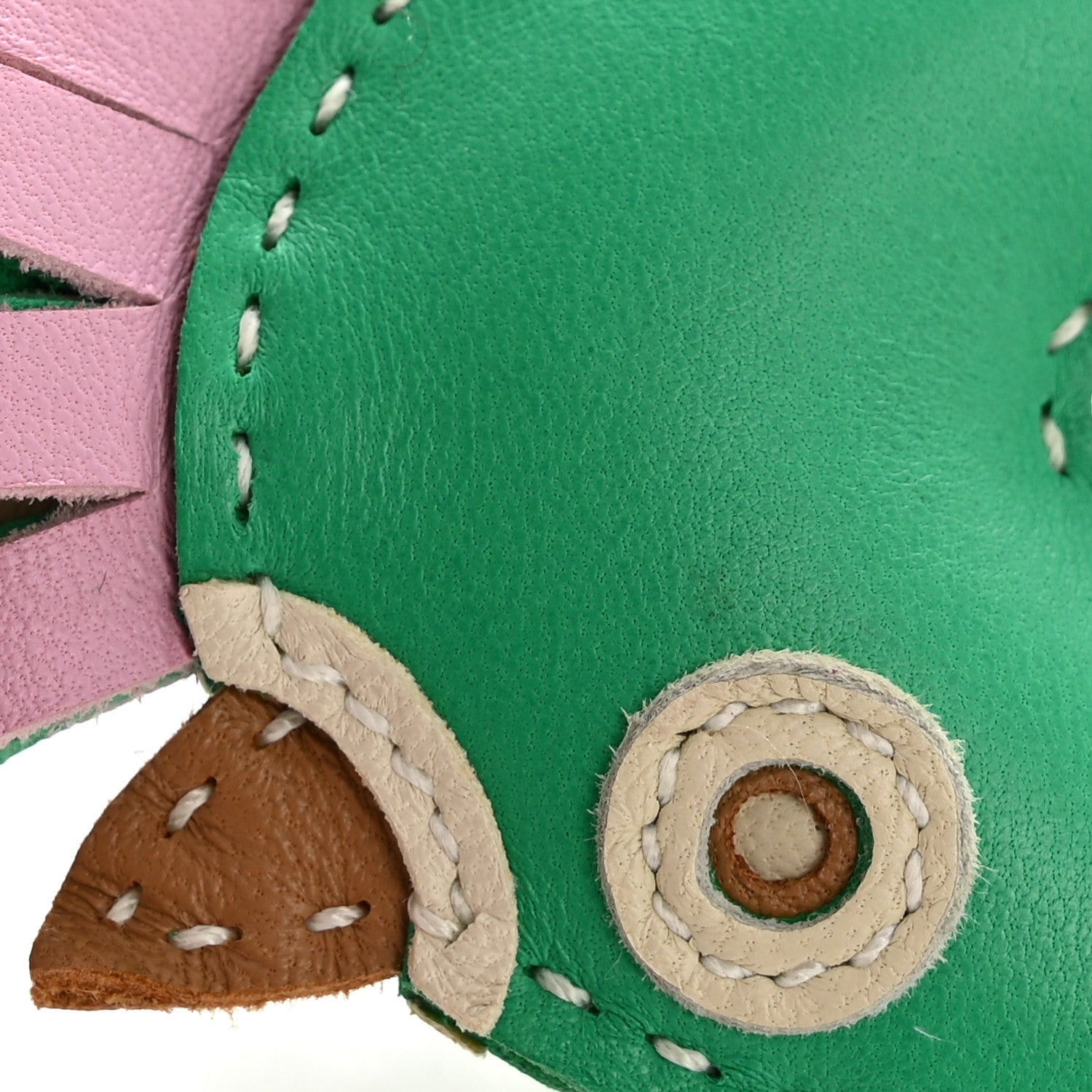 Hermes Milo Lambskin Geegee Camail Bag Charm Kraft Vert Comics