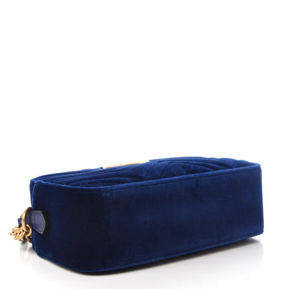 Gucci Velvet Matelasse Small GG Marmont Chain Shoulder Bag Cobalt 4 of 10