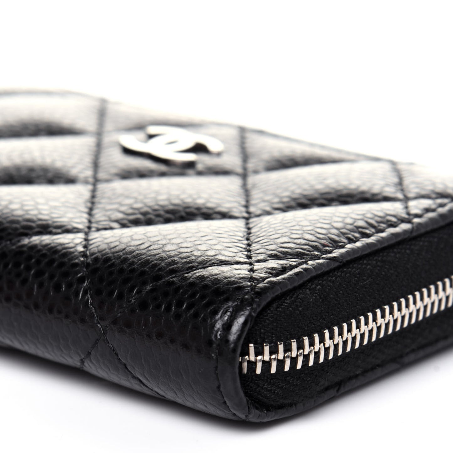 Caviar Quilted Zip Coin Purse Black