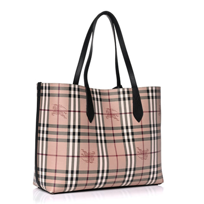 Burberry Grainy Calfskin Haymarket Check Medium Reversible Tote Black 5 of 22