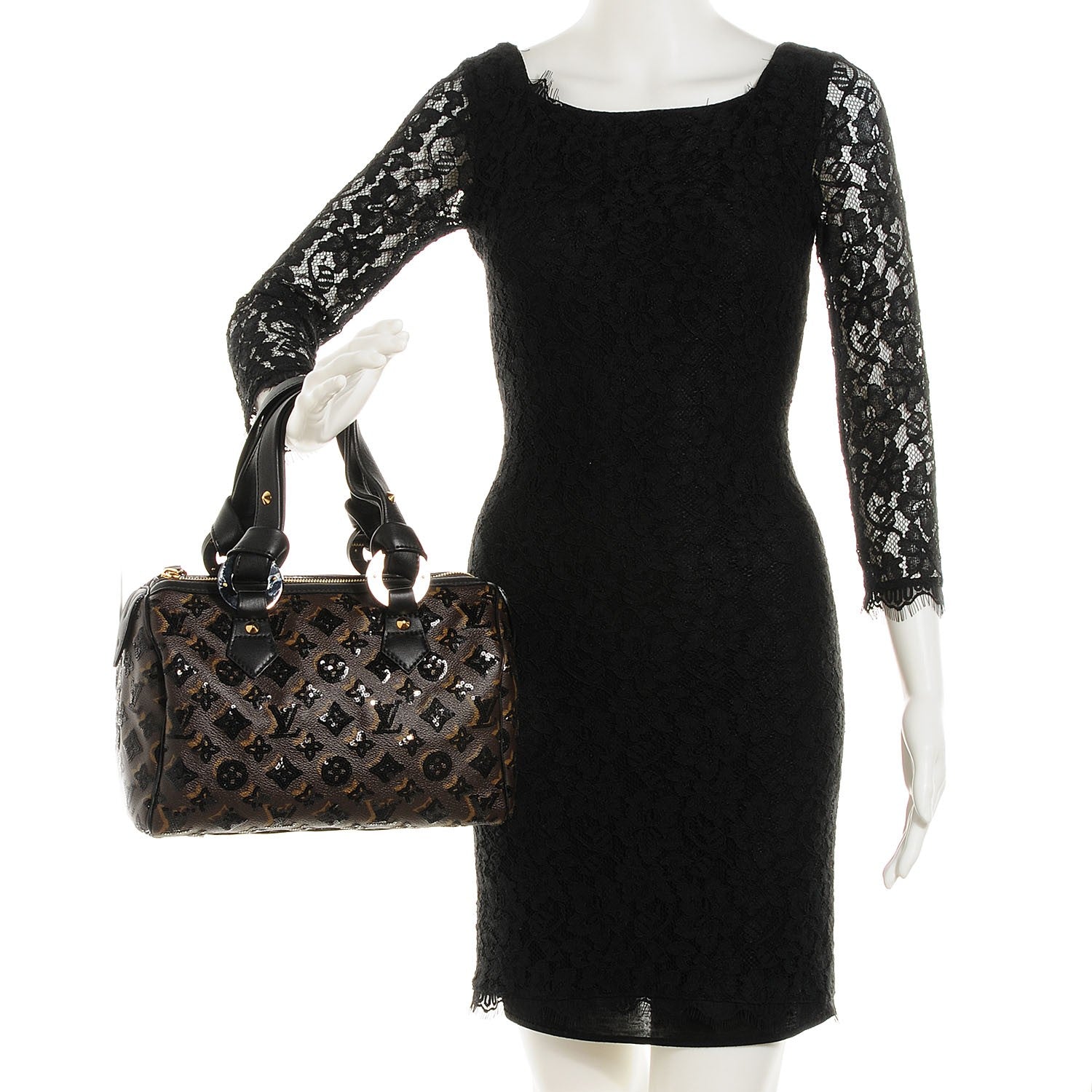 Louis Vuitton Monogram Sequins Eclipse Speedy 28 Black 2 of 8