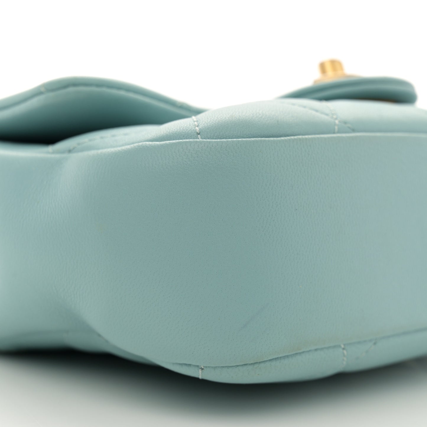Lambskin Quilted Small Circular Handle Bag Blue