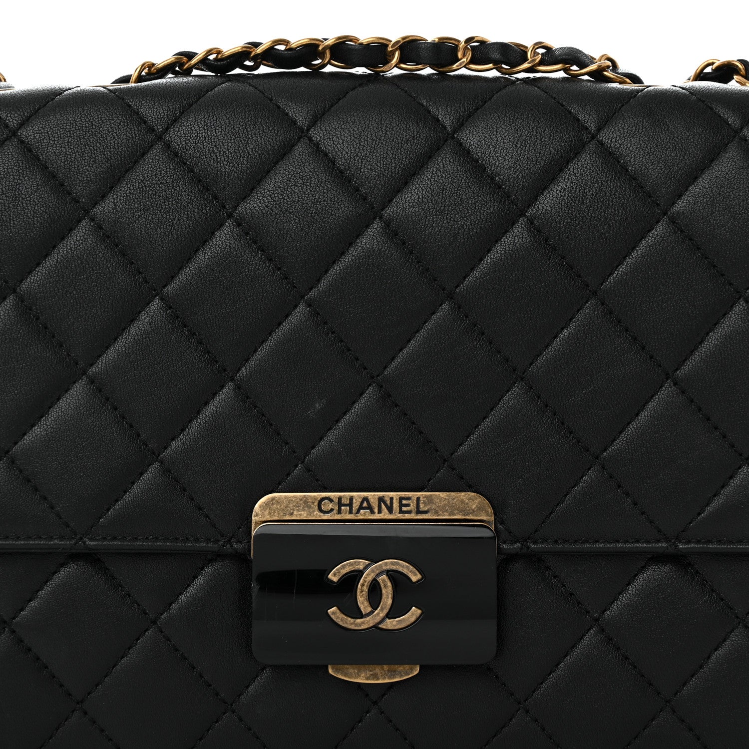 Chanel Sheepskin Quilted Large Beauty Lock Flap Black 8 of 16