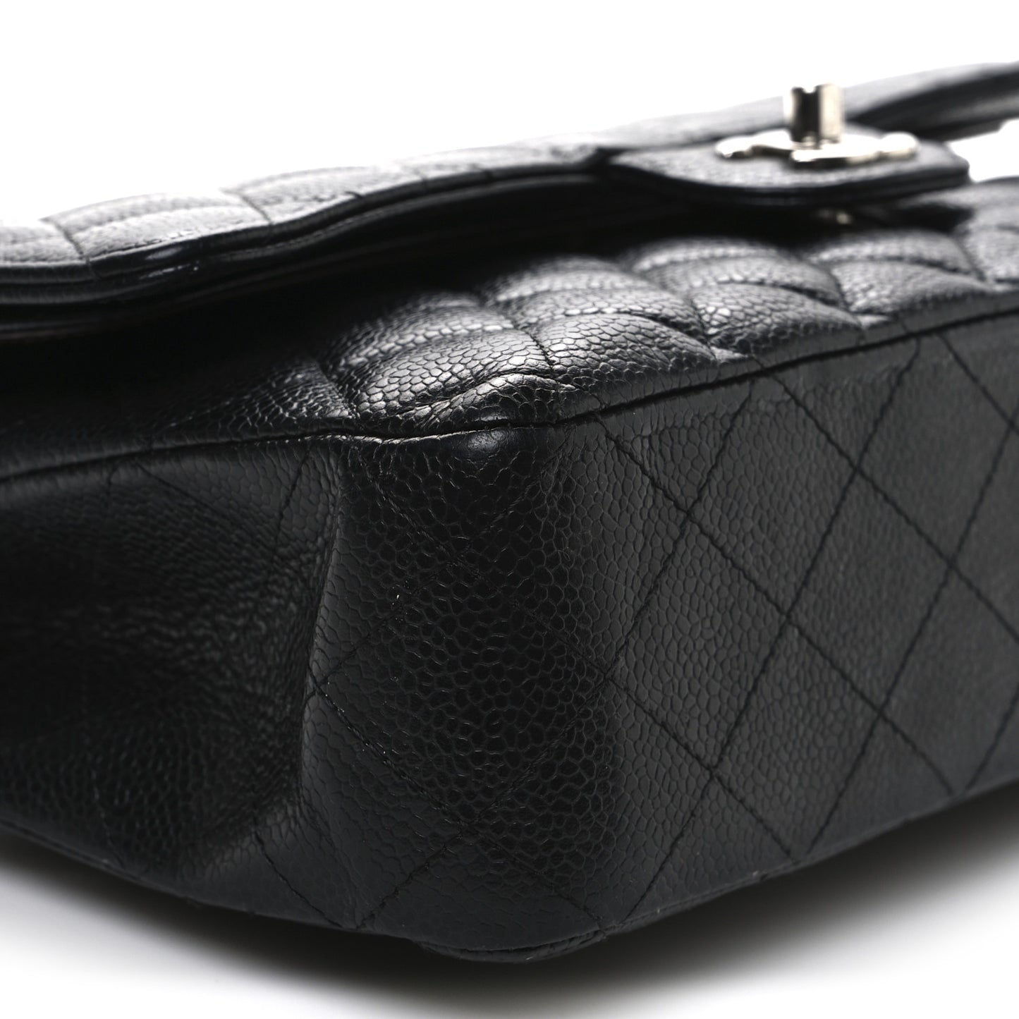 Caviar Quilted Medium Double Flap Black