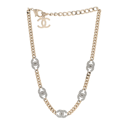 Chanel Crystal Chain CC Necklace Gold Silver 3 of 6