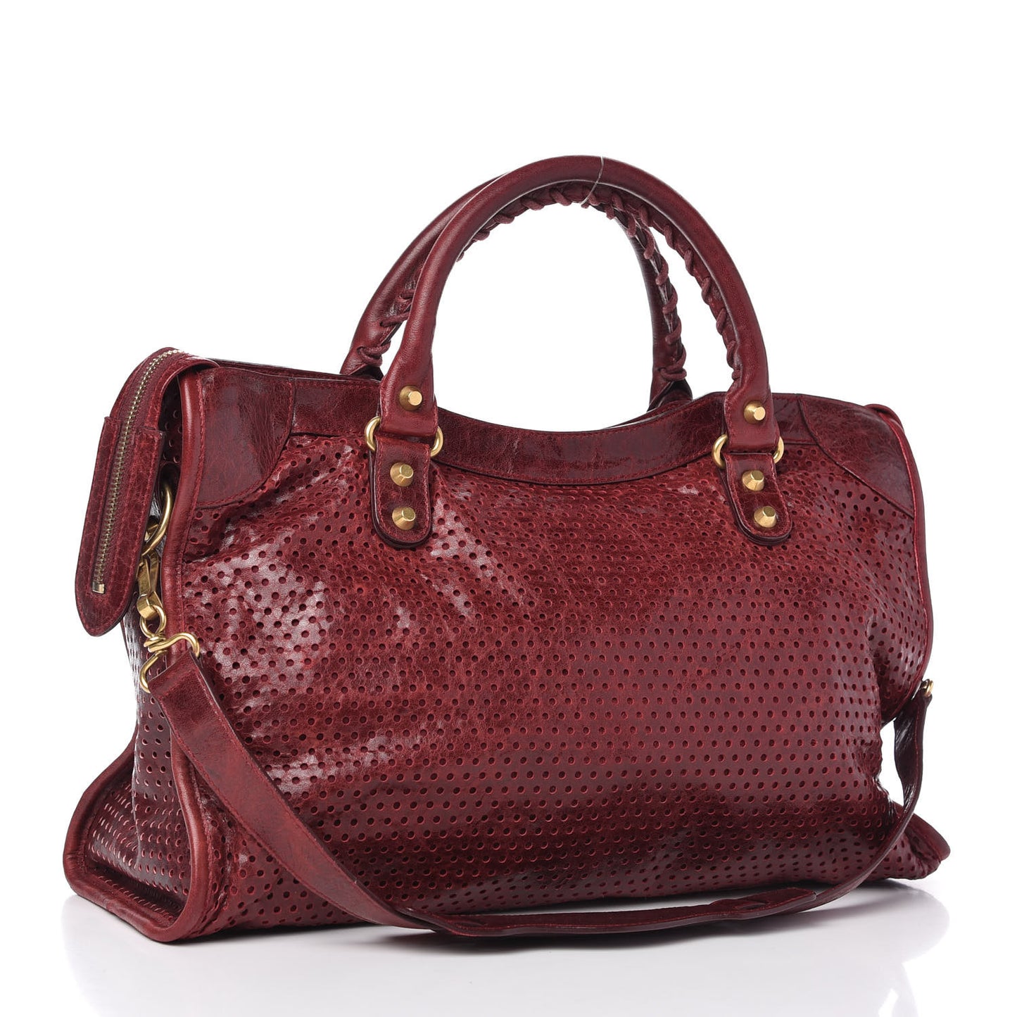 Agneau Laser Cut Cross Classic Gold Hardware City Rouge Lie De Vin