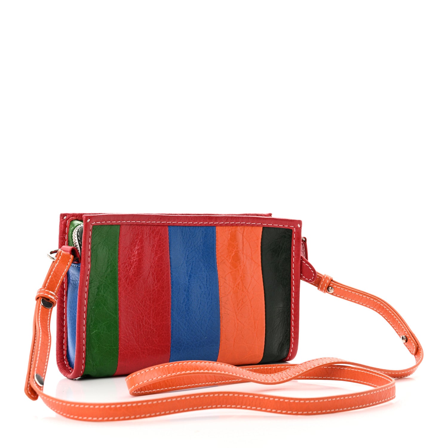 Balenciaga Veau Arena Multicolore Bazar Strap Clutch Vert Emeraude Black 3 of 9