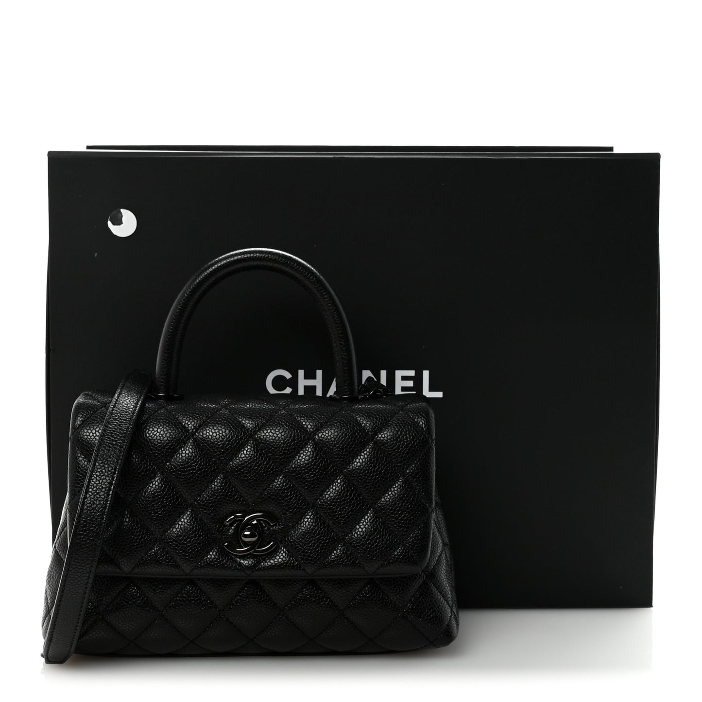 Iridescent Caviar Quilted Mini Coco Handle Flap So Black