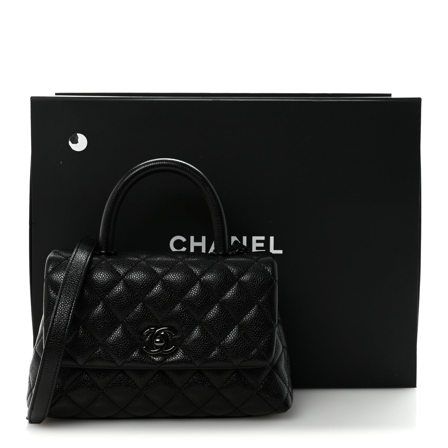 Chanel Iridescent Caviar Quilted Mini Coco Handle Flap So Black 11 of 11