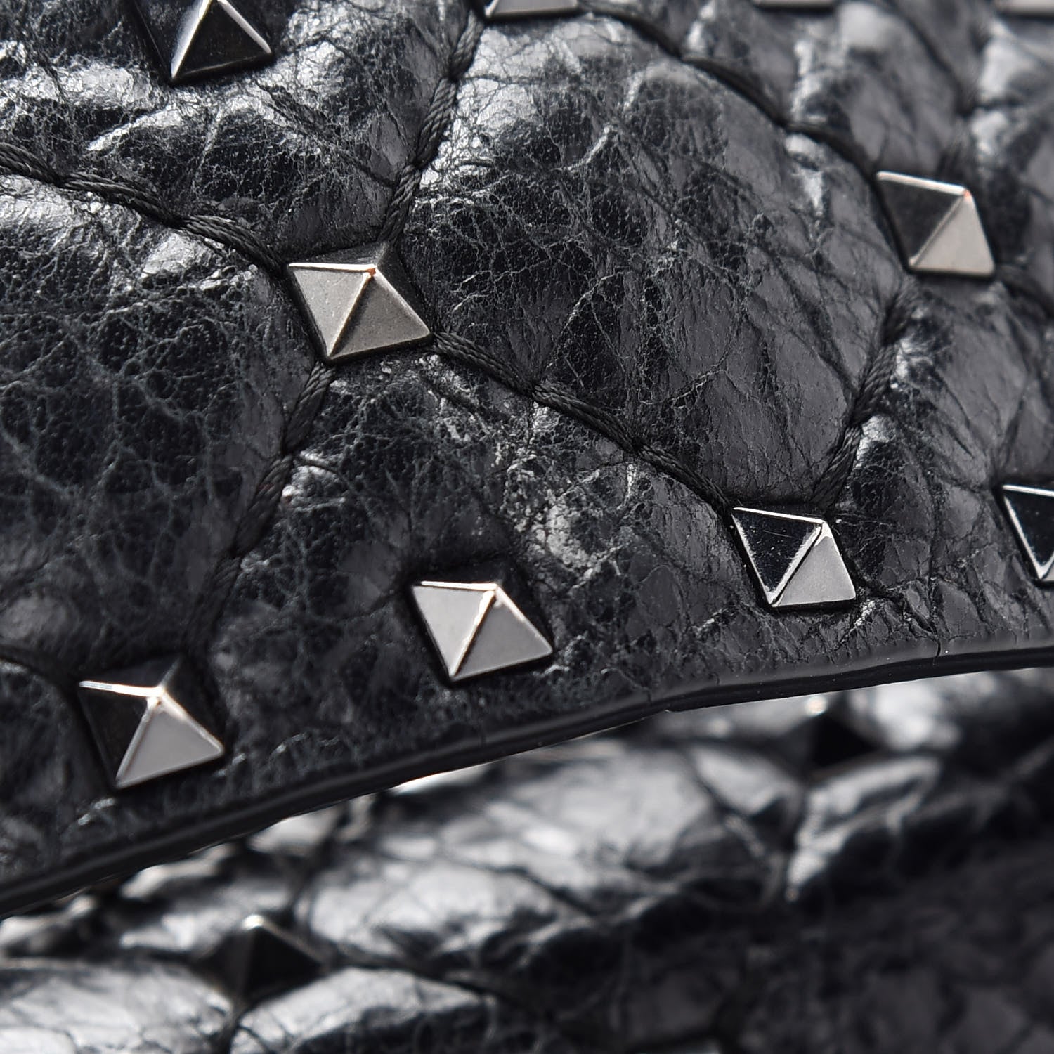 Valentino Garavani Craquele Nappa Small Rockstud Spike Shoulder Bag Black 10 of 10