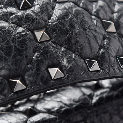 Valentino Garavani Craquele Nappa Small Rockstud Spike Shoulder Bag Black 10 of 10