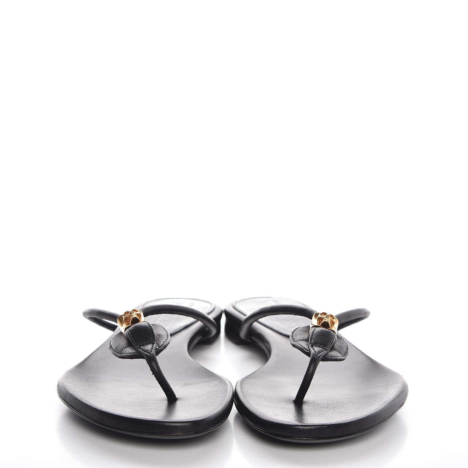 Alexander McQueen Calfskin Margareth Skull Thong Sandals 37 Black 2 of 10
