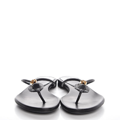 Alexander McQueen Calfskin Margareth Skull Thong Sandals 37 Black 2 of 10